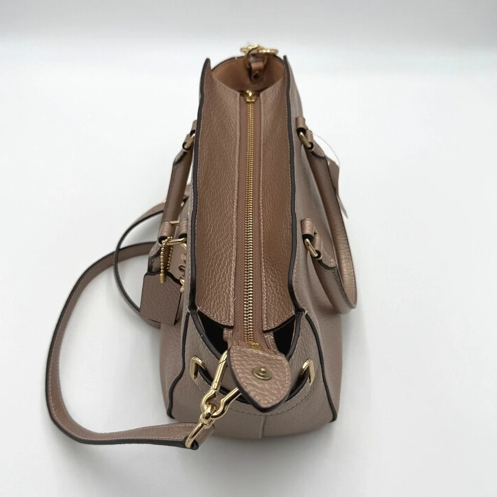 Coach Metallic Rose Gold Pebble Leather Blake 25 Carryall Satchel Bag F39847 NEW